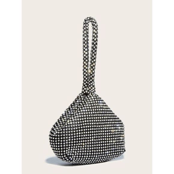 Rhinestone Decor Sparkly Shiny Bling Evening Party Purse Clutch Wristlet Bag NEW - Picture 5 of 16